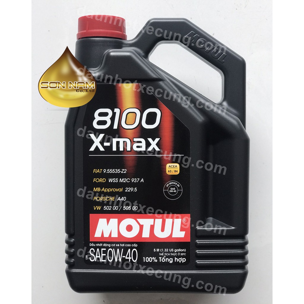 Nhớt Motul cao cấp tổng hợp ôtô tay ga 8100 x-max 0W40 máy xăng và dầu 5L