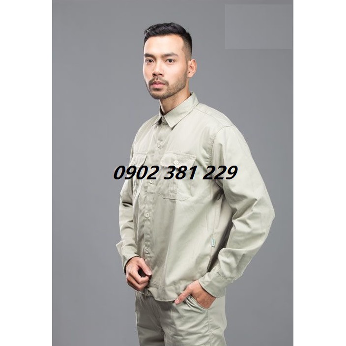 Quần áo kỹ sư, công nhân ghi xám vải kaki liên doanh - hình thật đủ size