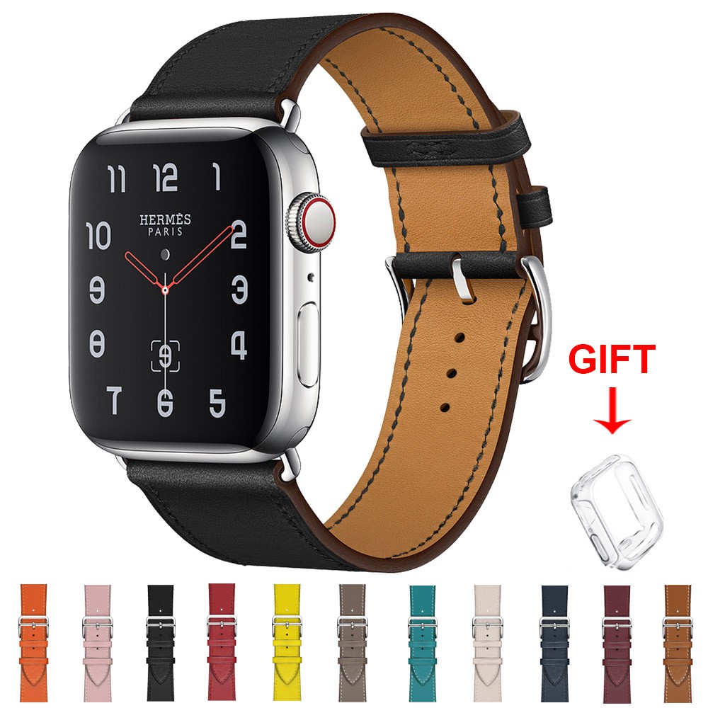 Dây Đeo Bằng Da Thật Cho Đồng Hồ Thông Minh Apple Watch Series 6 / 5 / 4 / 3 / 2 / 1 / Se Kích Thước 38mm 42mm 40mm 44mm