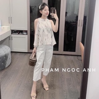 Set yếm mix quần đũi trắng