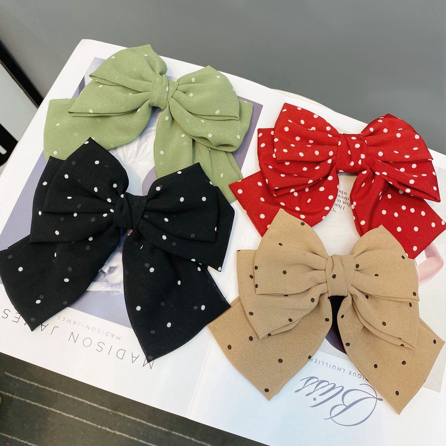 Kẹp Tóc Nơ Vải Chiffon Họa Tiết Đa Dạng Thời Trang Cho Nữ