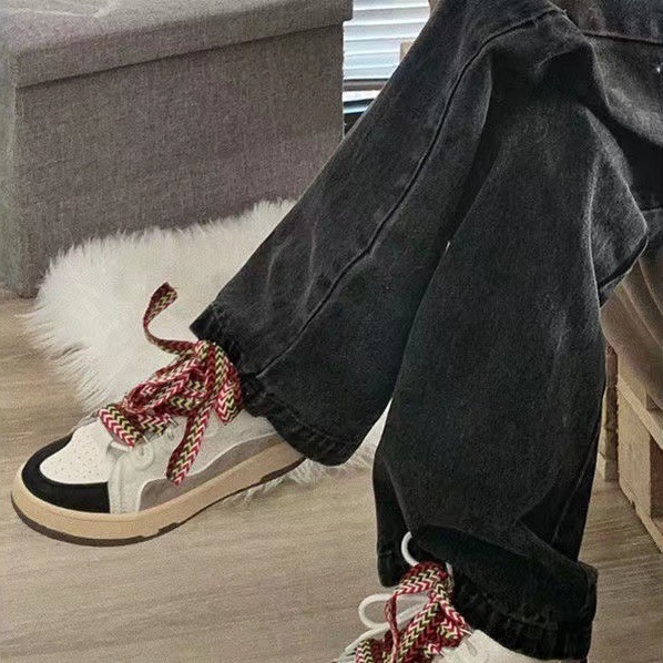 Quần Jeans Đen Lưng Cao Ống Rộng Thời Trang Mùa Hè Cho Nữ