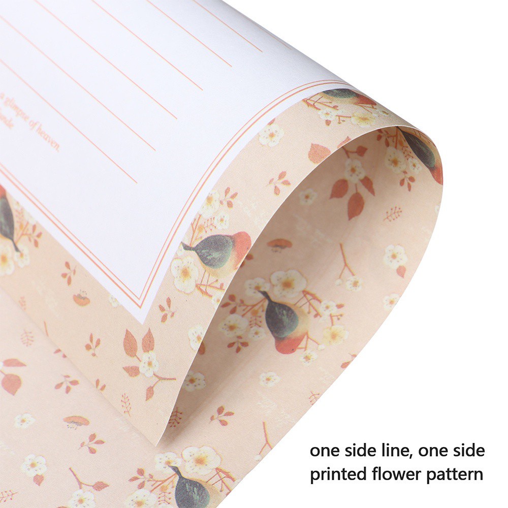 JANE Gift Writing Paper 6PCS Flower Printing Differrent Design Letter Stationery Cartoon Pattern Vintage Floral School Office Supplies Lovely With Envelopes 3PCS