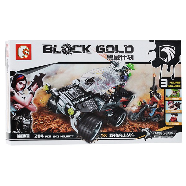 Lego Quân Sự Lính Đánh Thuê Ráp Xe - Black Gold 11677