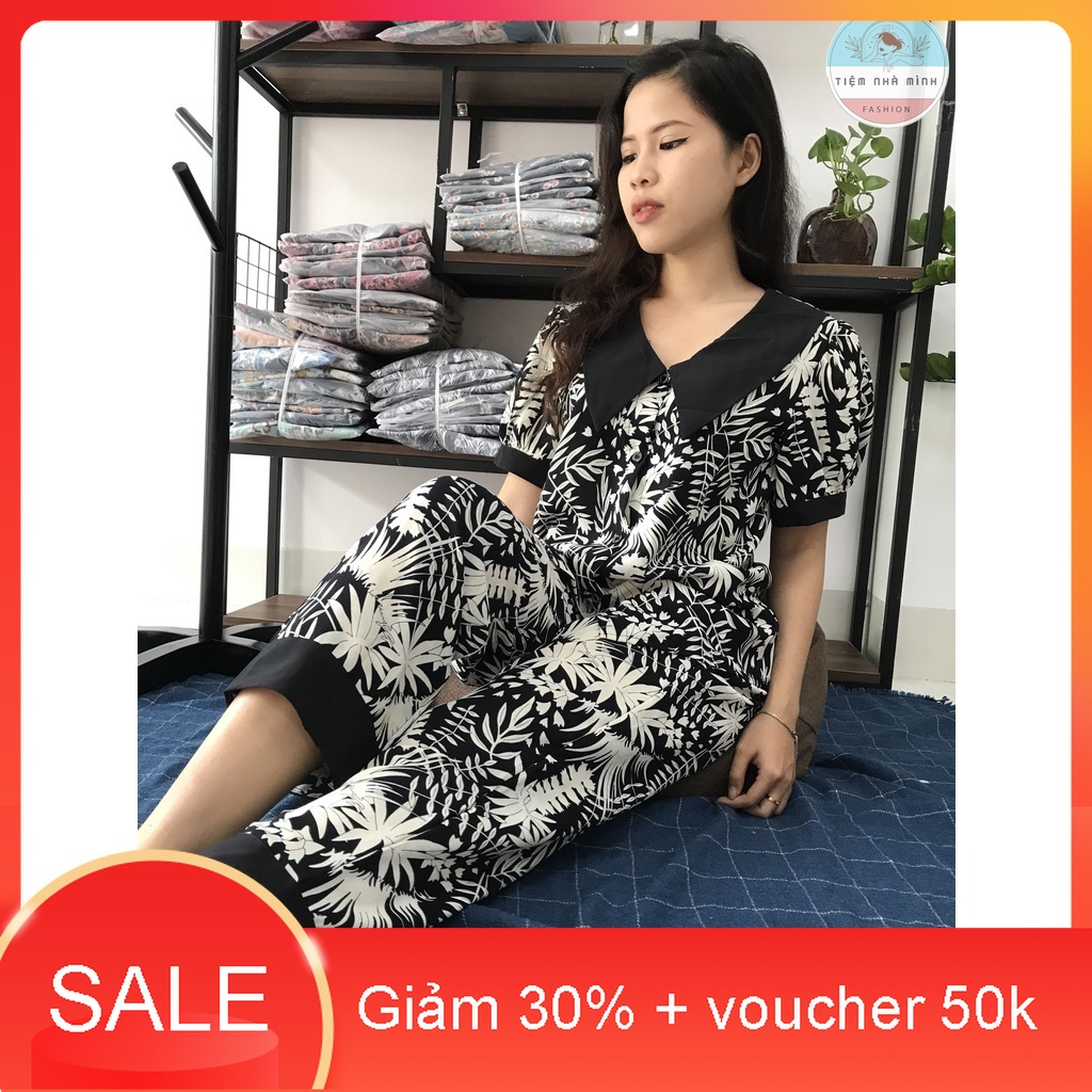 Đồ bộ mặc nhà Pijama lụa Mango loại 1 - tay ngắn quần cổ cánh én