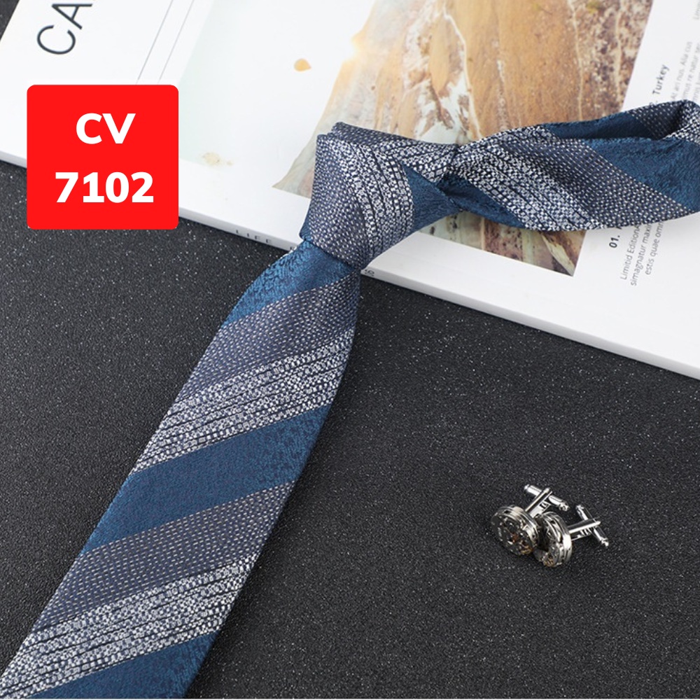 Cravat Nam cỡ trung 7cm cao cấp nhiều mẫu lựa chọn, cà vạt chú rể, Cavat dự tiệc, Calavat công sở CV-7102