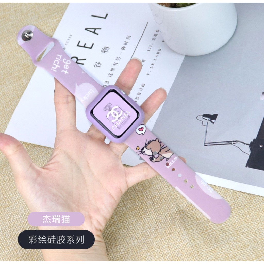 Dễ Thương Dây Đeo Silicon Mềm In Họa Tiết Hoạt Hình Đáng Yêu Cho Đồng Hồ Thông Minh Apple Watch Series 6 5 4 Se 3 2 38mm 40mm 42mm 44mm