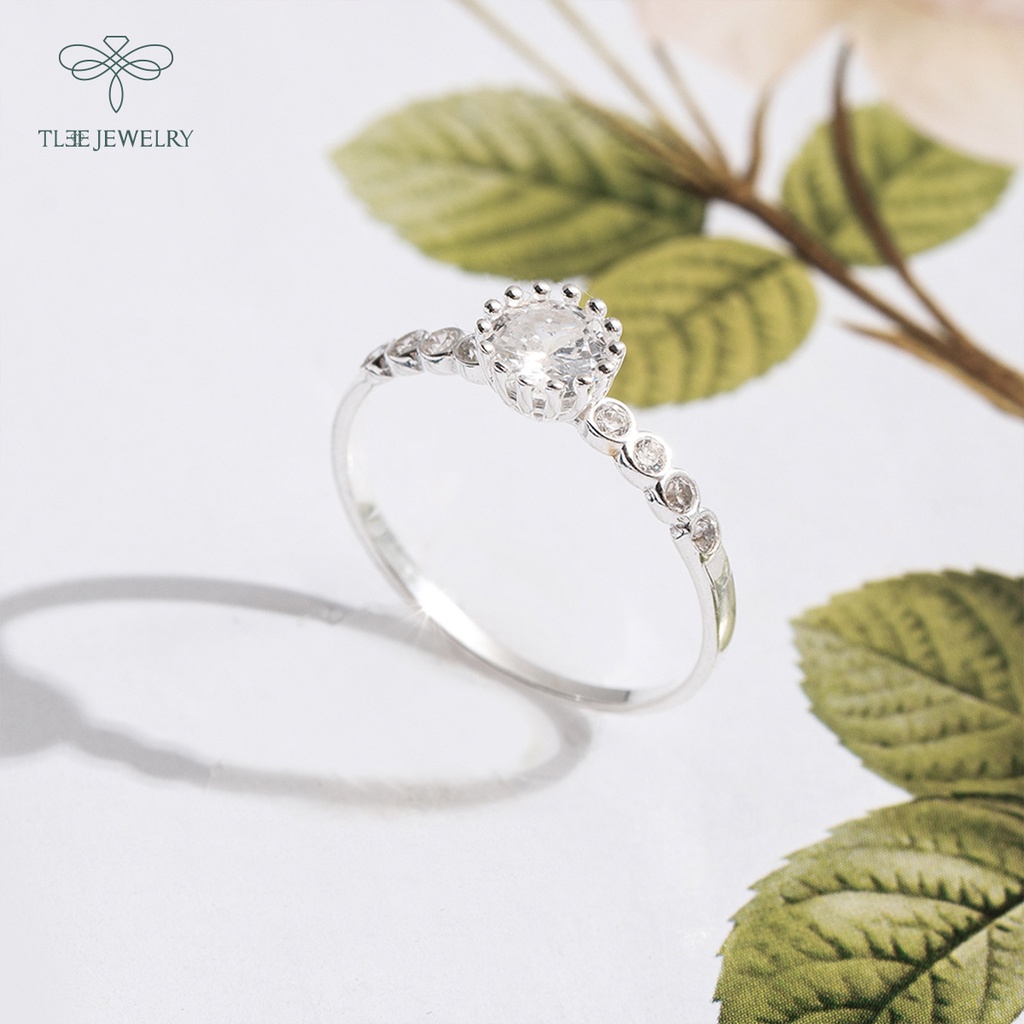 Nhẫn bạc nữ TLEE ổ 5li phối viền đá tròn nhỏ sang trọng NCJ A0194