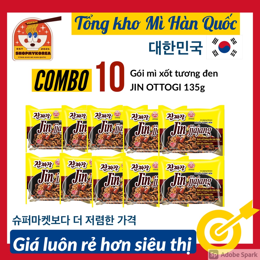 COMBO 10 Gói Mì Trộn Xốt Tương Đen Jin Jjijang Hàn Quốc date 2022 | BigBuy360 - bigbuy360.vn