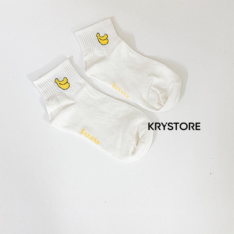 Vớ ngắn cổ hoa quả , tất nữ ngắn Krystore cotton dày đẹp NC26