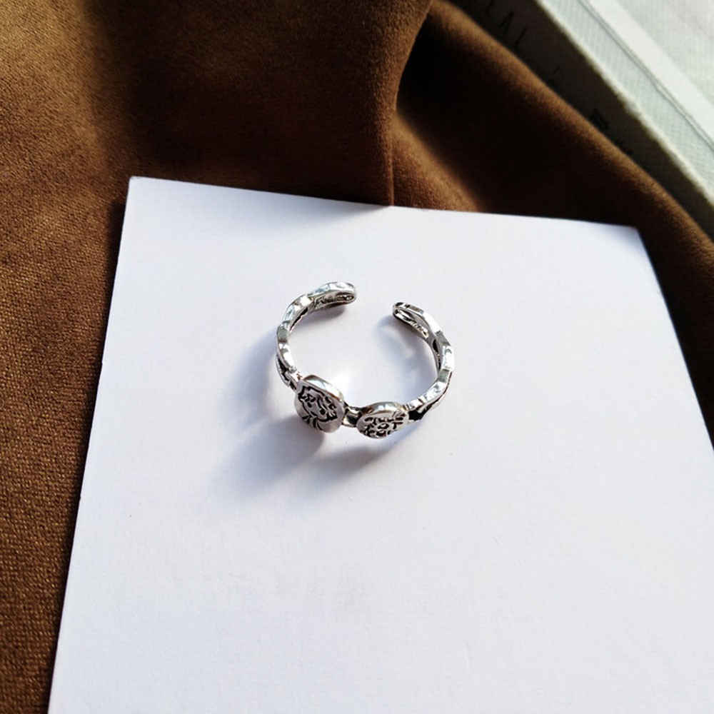 Nhẫn đeo tay kim loại khắc chữ thời trang Hàn Quốc trẻ trung cho nữ