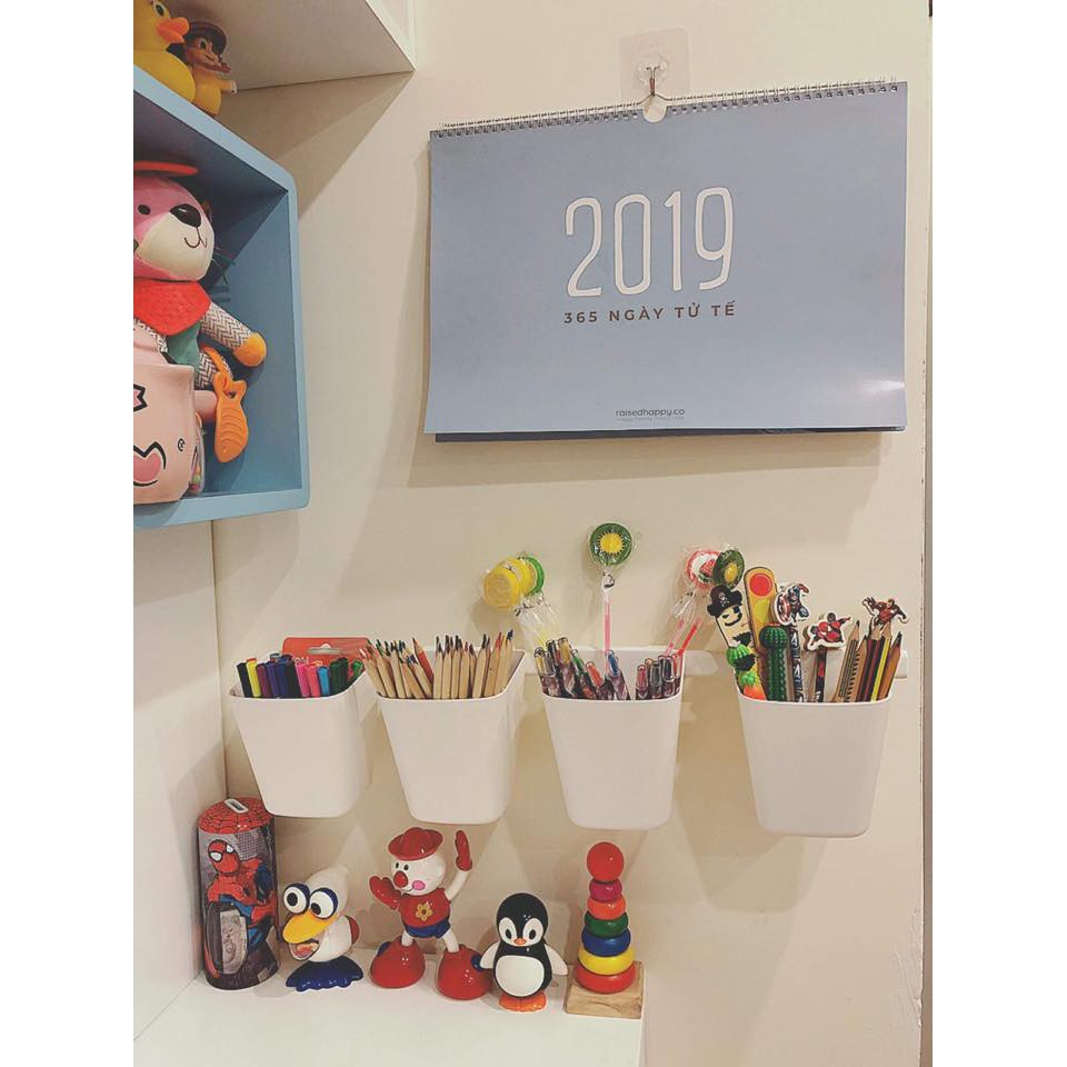 COMBO HỘP ĐỰNG BÚT MÀU CHO BÉ (1 THANH + 3HỘP + 5 móc) | BigBuy360 - bigbuy360.vn