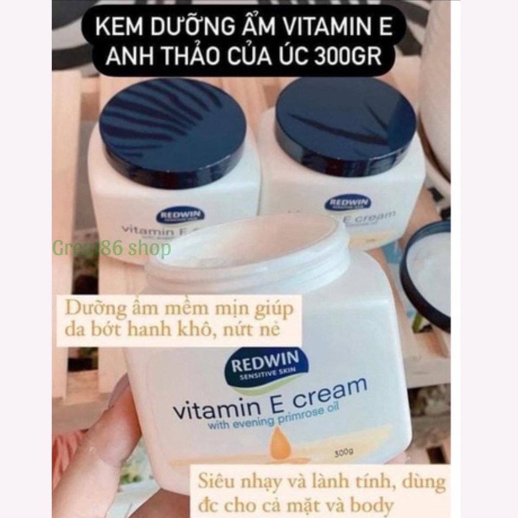 Kem dưỡng ẩm great86 kem dưỡng trắng da Vitamin E cream Úc chính hãng da căng mướt mịn màng 300g