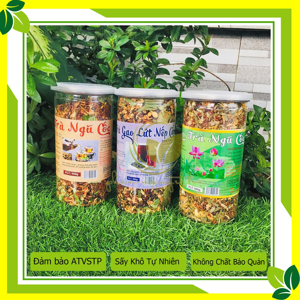 [COMBO 3 SP] Trà ngũ cốc - Trà gạo lứt nếp cẩm - Trà sen ngũ cốc 🍃 Hộp 500G -  thanh lọc cơ thể, thải độc🍃( Tặng 1 cốc )