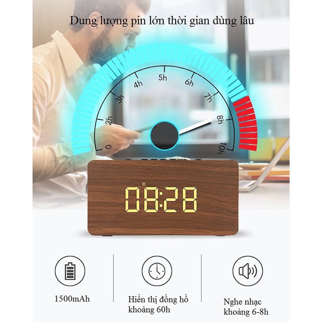 Loa Bluetooth Mini Có Hiển Thị Đồng Hồ Đa Năng W5