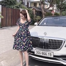 Váy Hạc xòe tay bo chun mặc trễ vai xinh