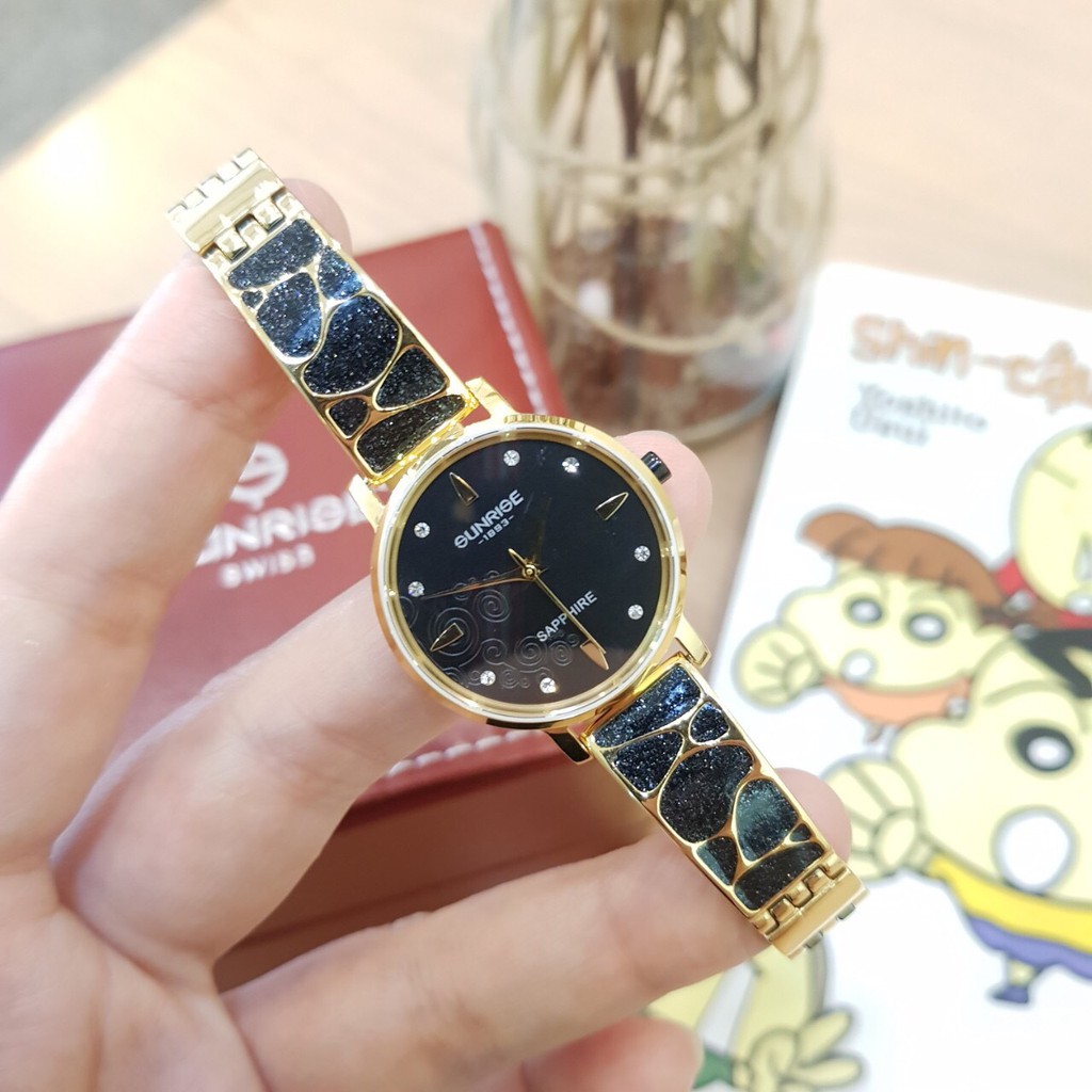 Đồng hồ nữ SUNRISE 9992SB, Vành Đá sang trọng,full hộp thẻ chính hãng, Kính Sapphire chống xước chống nước tốt