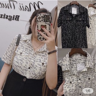 Áo sơ mi chữ bigsize đen trắng