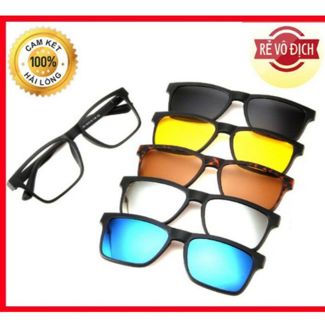 Kính râm cận đa năng 5 in 1 kính mát nam nữ