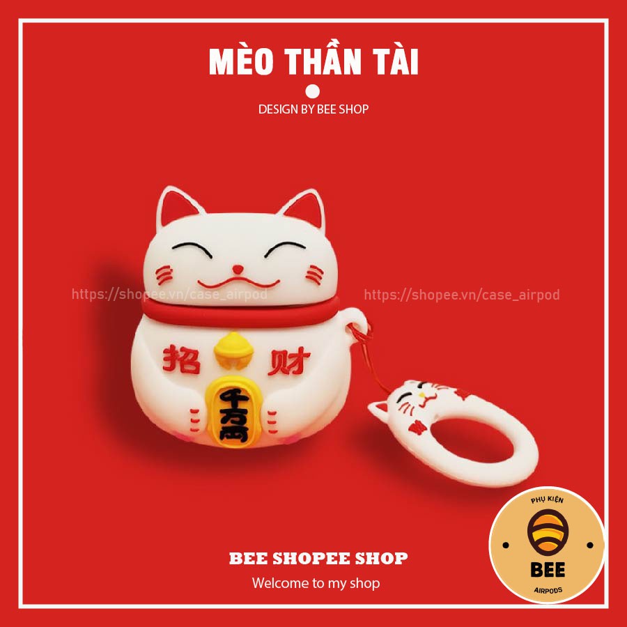 Case Airpod 1 2 Pro Mèo Thần Tài Vỏ Case Đựng Tai Nghe Airpods Bằng Silicon Dẻo Thế Hệ Mới - BEE SHOP