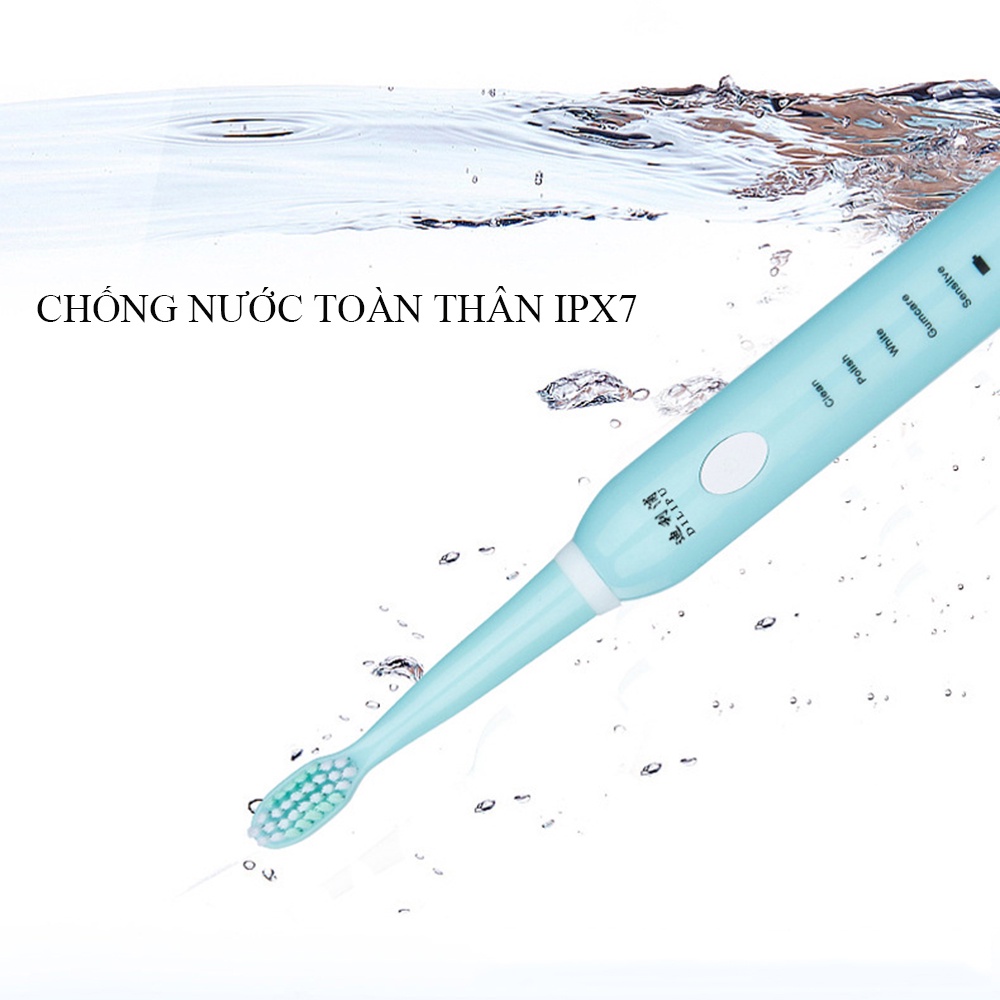 Bàn chải đánh răng điện sonic cao cấp ,5 chế độ làm sạch chăm sóc răng miệng rung siêu âm thế hệ mới .Bảo hành 12 tháng