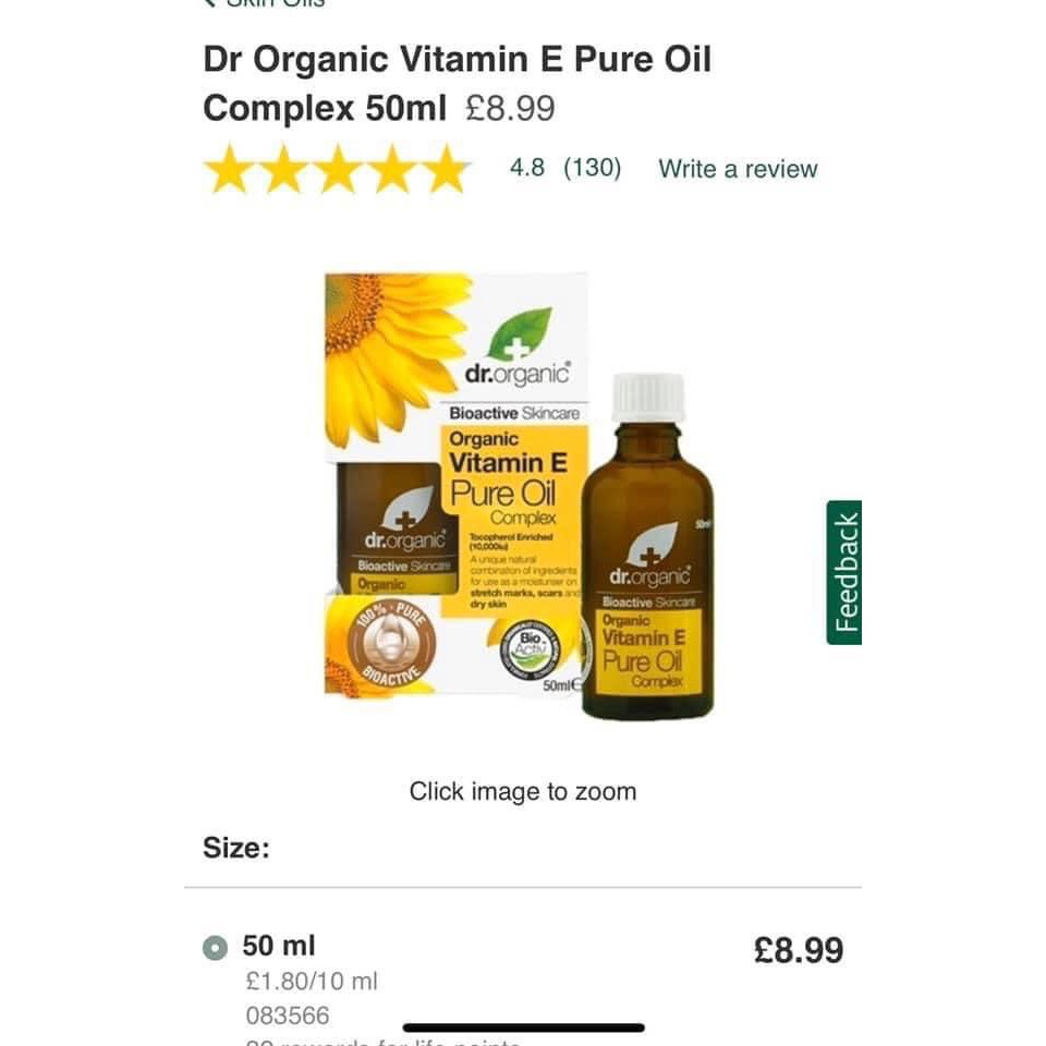 Dr Organic - Tinh dầu hoa hướng dương Vitamin E dưỡng da làm mở sẹo | WebRaoVat - webraovat.net.vn