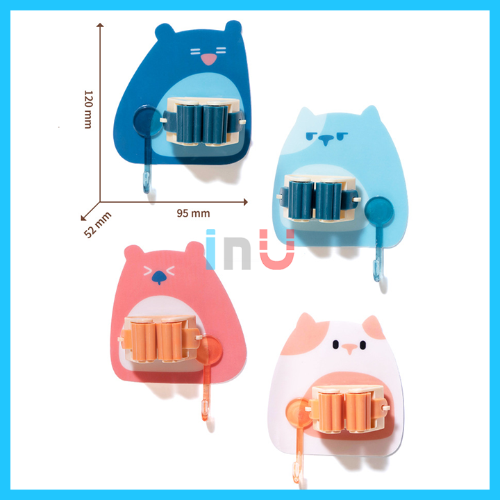 HCM - Miếng dán tường 2 trong 1 Mèo cute bản lớn siêu dính treo đồ và kẹp chổi, cây lau nhà