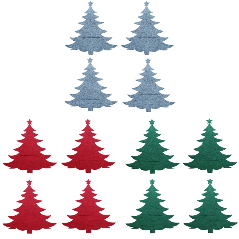 Bộ 4 Phụ Kiện Giữ Muỗng Nĩa Hình Cây Thông Giáng Sinh Bằng Bạc