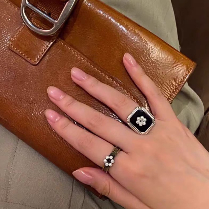 Nhẫn Hở Điều Chỉnh Được Kích Thước Phong Cách Hàn Quốc Màu Đen 22854