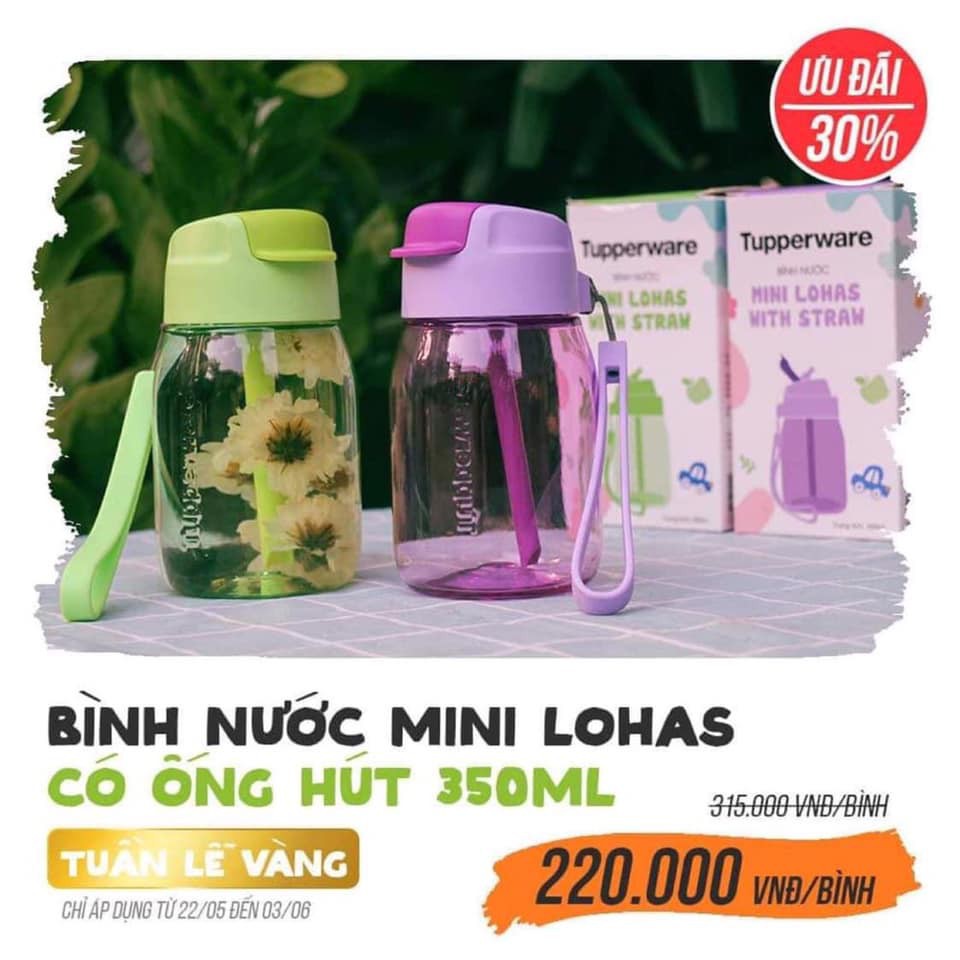 Bình nước Mini Lohas 350ml (có ống hút) Tupperware