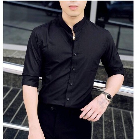 Sơ mi nam Cổ Tàu Lụa Thái loại tốt không nhăn, Sơ mi nam Ngắn tay trơn giá rẻ