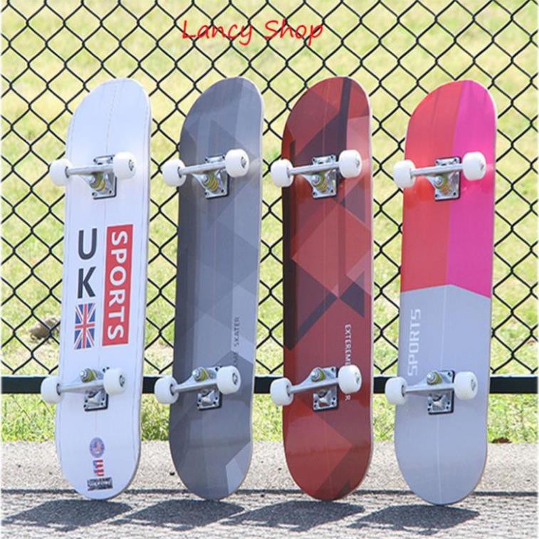 Ván trượt thể thao skateboard Ván trượt trẻ em chất liệu gỗ phong ép cao cấp  tải trọng 200kg mặt nhám đá kim cương VT50