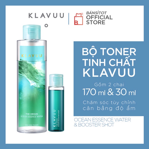 Bộ Toner Tinh Chất Vegan KLAVUU Ocean Essence Water Sea Veg Toner 170ml &amp; The Origin Ocean Booster Shot 30ml