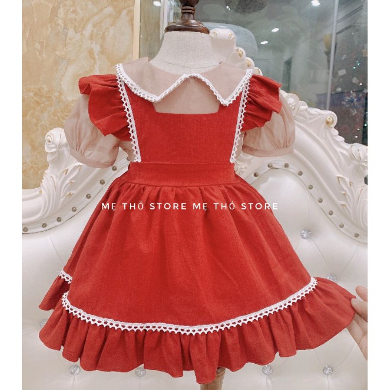 Yếm đỏ đô phối áo tơ nên cho bé