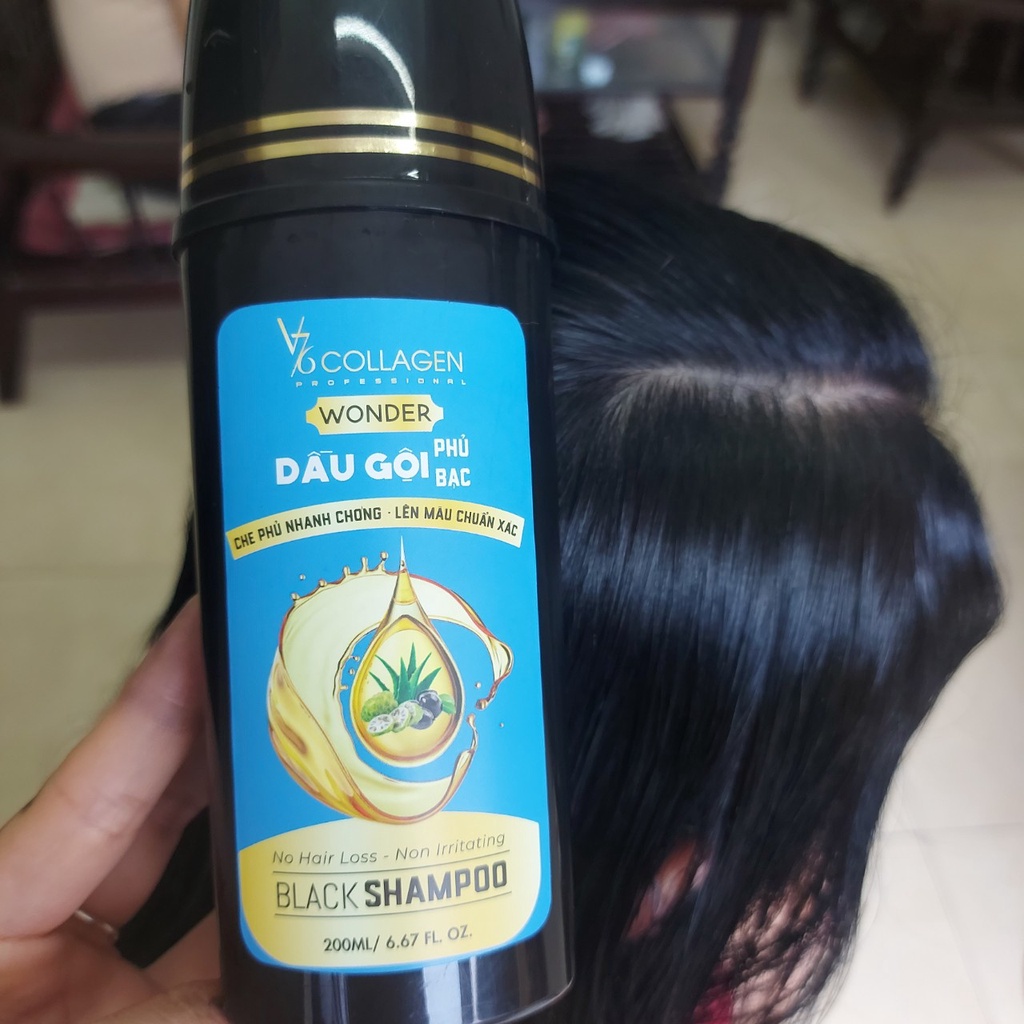 Dầu gội phủ bạc nhân sâm tự nhiên chính hãng V76, Gội đen tóc chỉ sau 15p - Chai 200ml