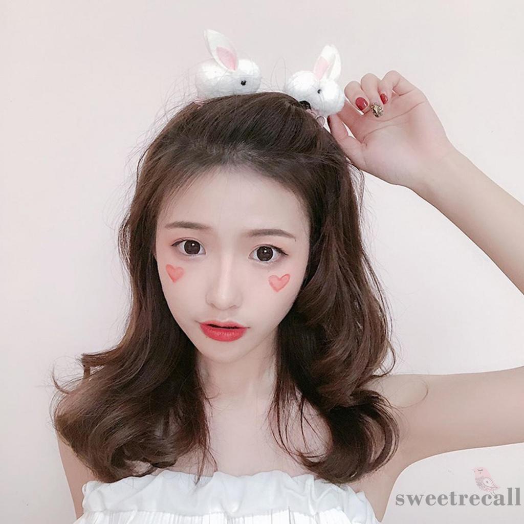 Kẹp tóc trang trí thỏ hoạt hình vải lông đáng yêu dành cho bé gái