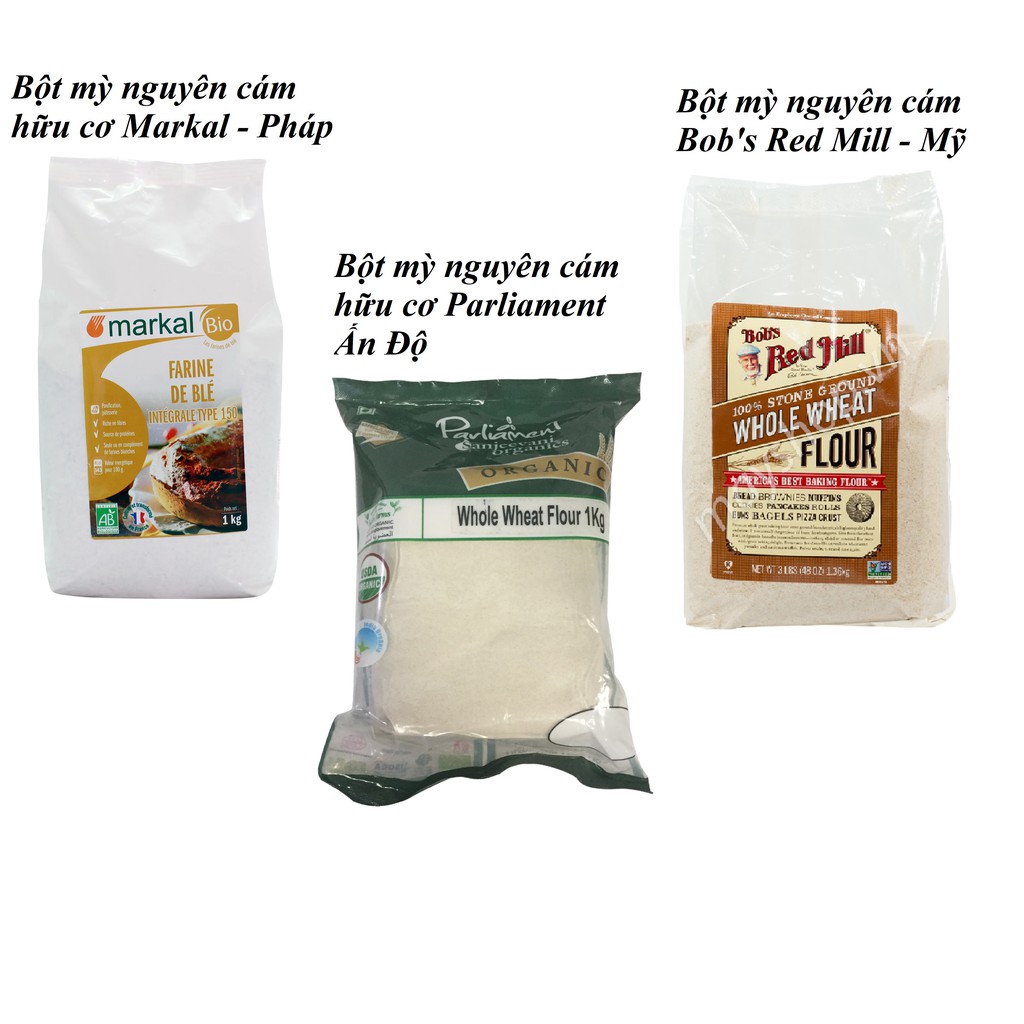 [Mã 77FMCGSALE1 giảm 10% đơn 250K] Bột mì nguyên cám hữu cơ Markal, Parliament và bột mỳ nguyên cám Bob's Red Mill