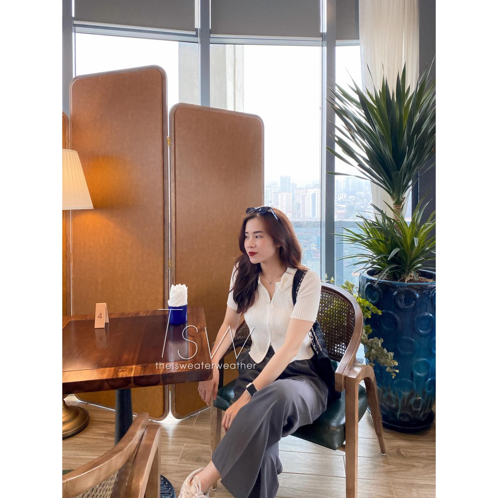 Áo polo kéo khoá len tăm, áo croptop ulzzang khoá kéo 2 đầu (Ảnh thật) | BigBuy360 - bigbuy360.vn