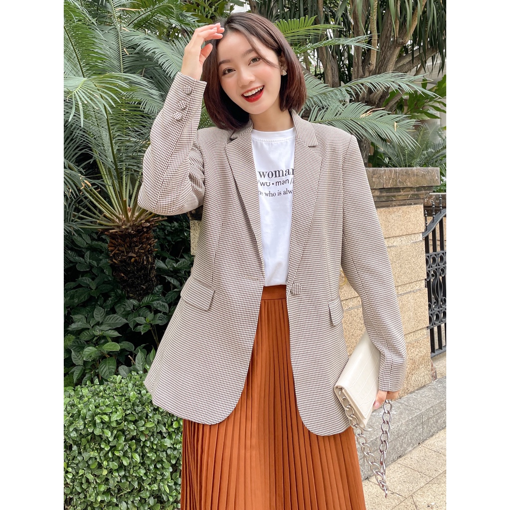 RECHIC Áo Blazer Madeline cổ vest có túi thời thượng xinh xắn dạo phố công sở
