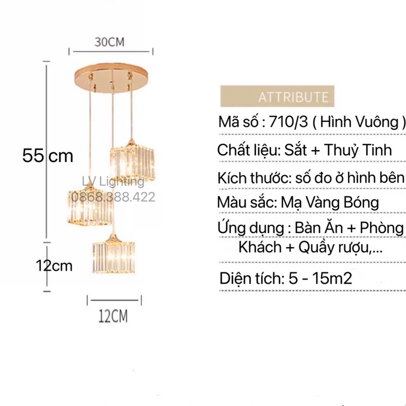 Đèn Thả Bàn Ăn ⚡Có Sẵn⚡️- Đèn Thả Phòng Khách mã 710/3