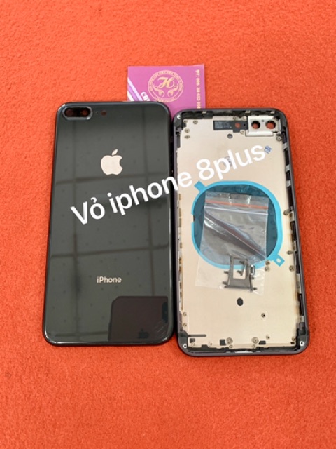 Vỏ iphone 8plus luôn khung sườn + nút linh tinh : khay sim, nút gạt rung, nút mở nguồn, nút vulme