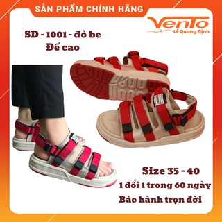 Giày Sandal Vento Nữ - MS NV1001 - 3 quai màu đỏ phối be [ Size nữ từ 35 - 40]
