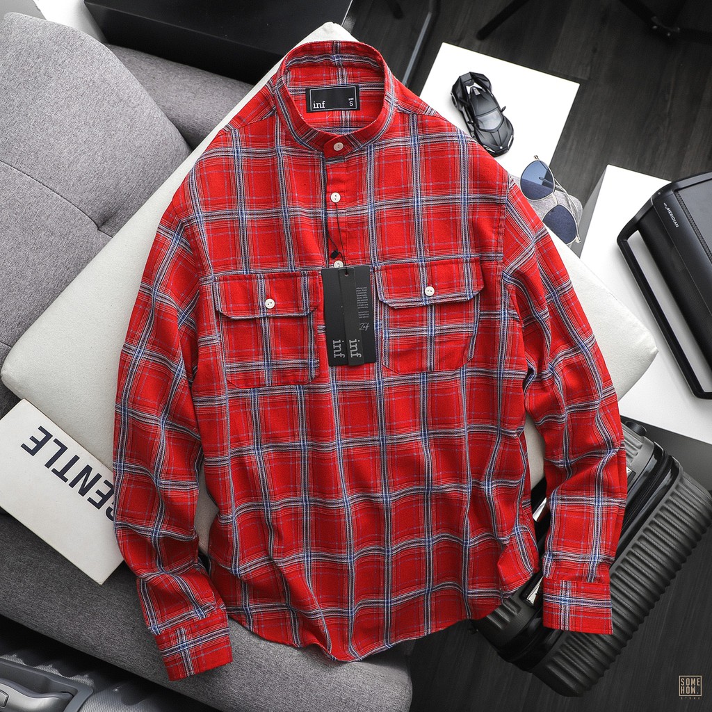 Áo Sơ Mi INF Cổ Trụ Caro | BigBuy360 - bigbuy360.vn