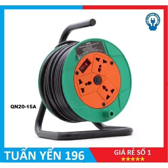 Ổ cắm Rulo LIOA QT20-2-15A ( 20m dây ) đa năng quay tay ( Bảo vệ quá tải bằng CB )