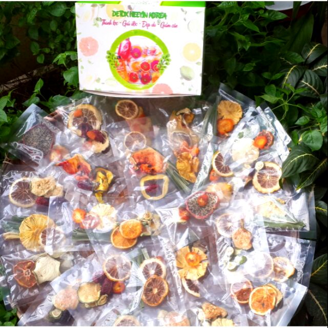 Set 30 gói trà detox trái cây mix 5 vị tặng đường ăn kiêng