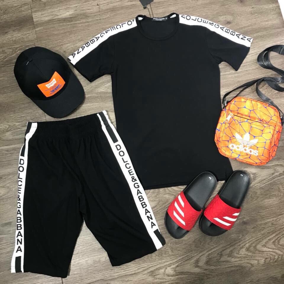 Bộ đồ quần áo thể thao nam phối dây chất liệu thun thể thao thoáng mát thấm hút mồ hôi