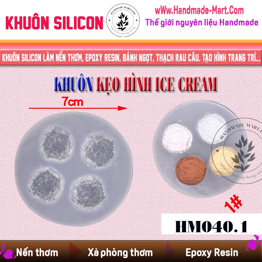 Khuôn silicon kẹo hình ice cream tạo hình độc đáo chuẩn DIY - HM040