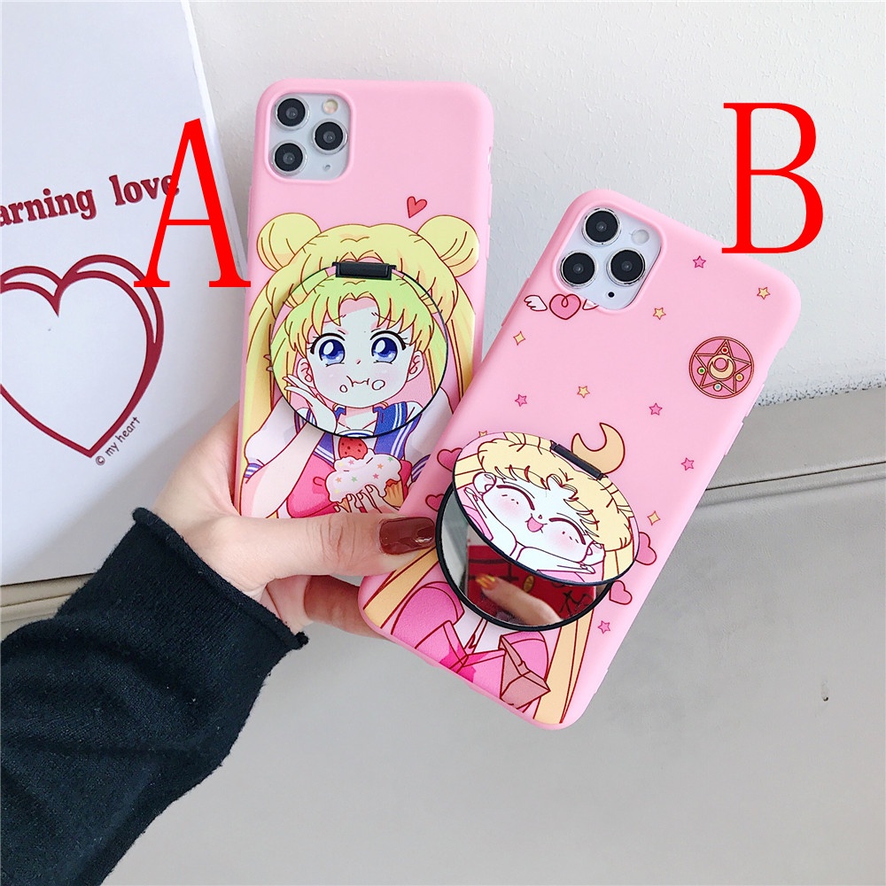 iPhone 12 Mini 11 Pro Max X XR XS Max 8 7 6 6S Plus SE 2020 Sailor Moon Mobile Phone Soft Case with The Same Sailor Moon Mirror