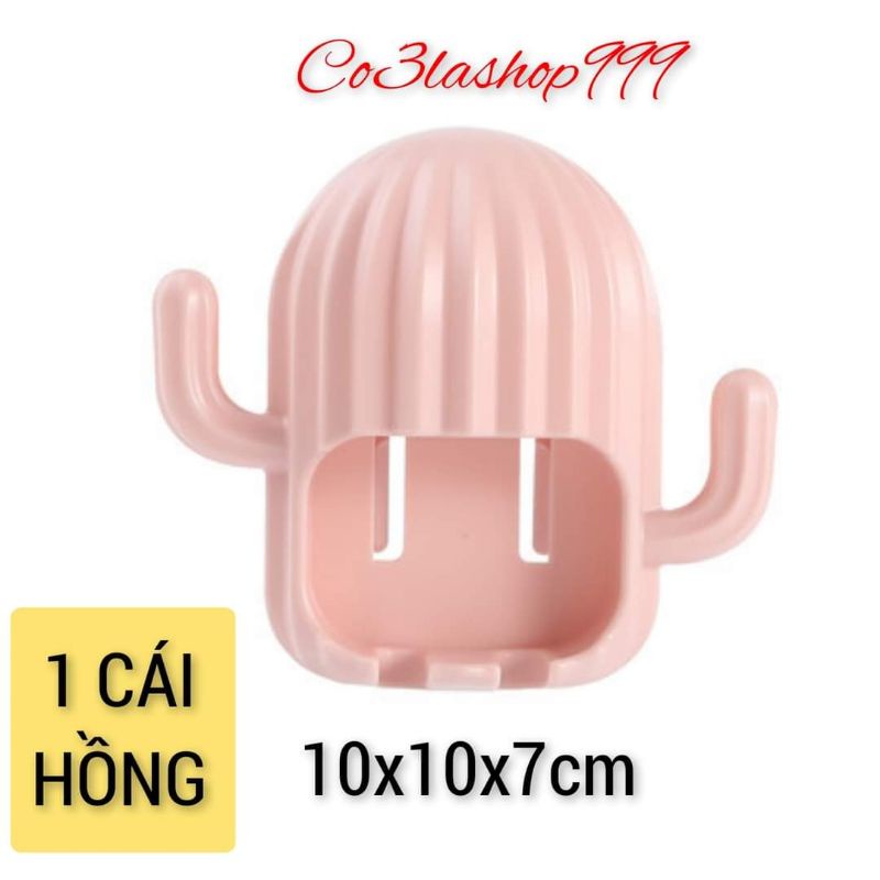 Kệ kẹp bàn chải đánh răng hình cây xương rồng có nhánh treo phụ kiện phòng tắm ( 1 CÁI)