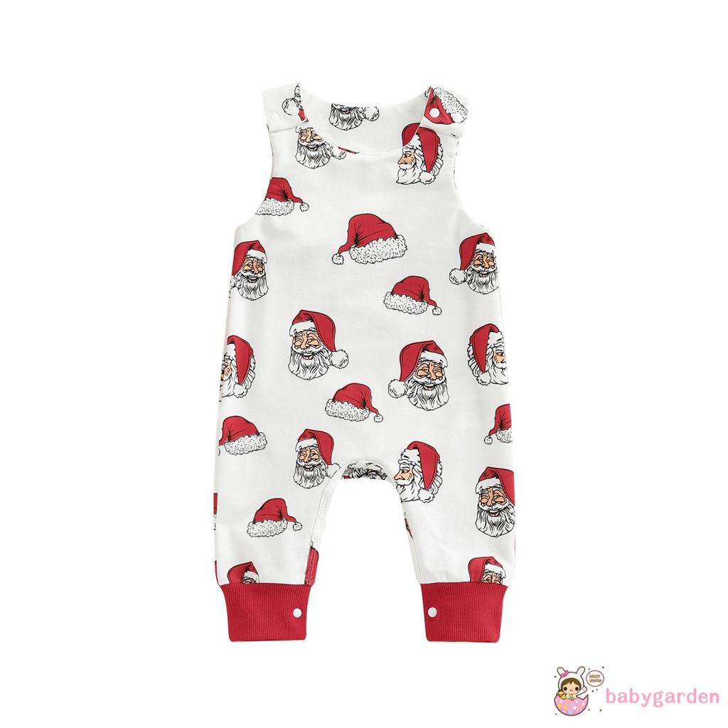 Áo Liền Quần Không Tay In Hình Ông Già Noel Cho Bé Trai 0-18 Tháng Tuổi